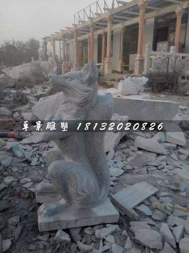 狐貍石雕，大理石動(dòng)物雕塑 