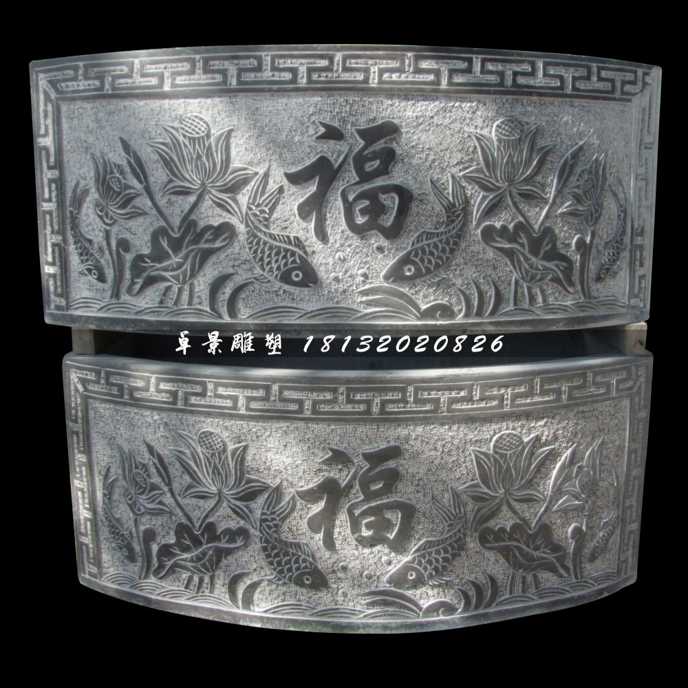 青石水缸雕塑，仿古石雕