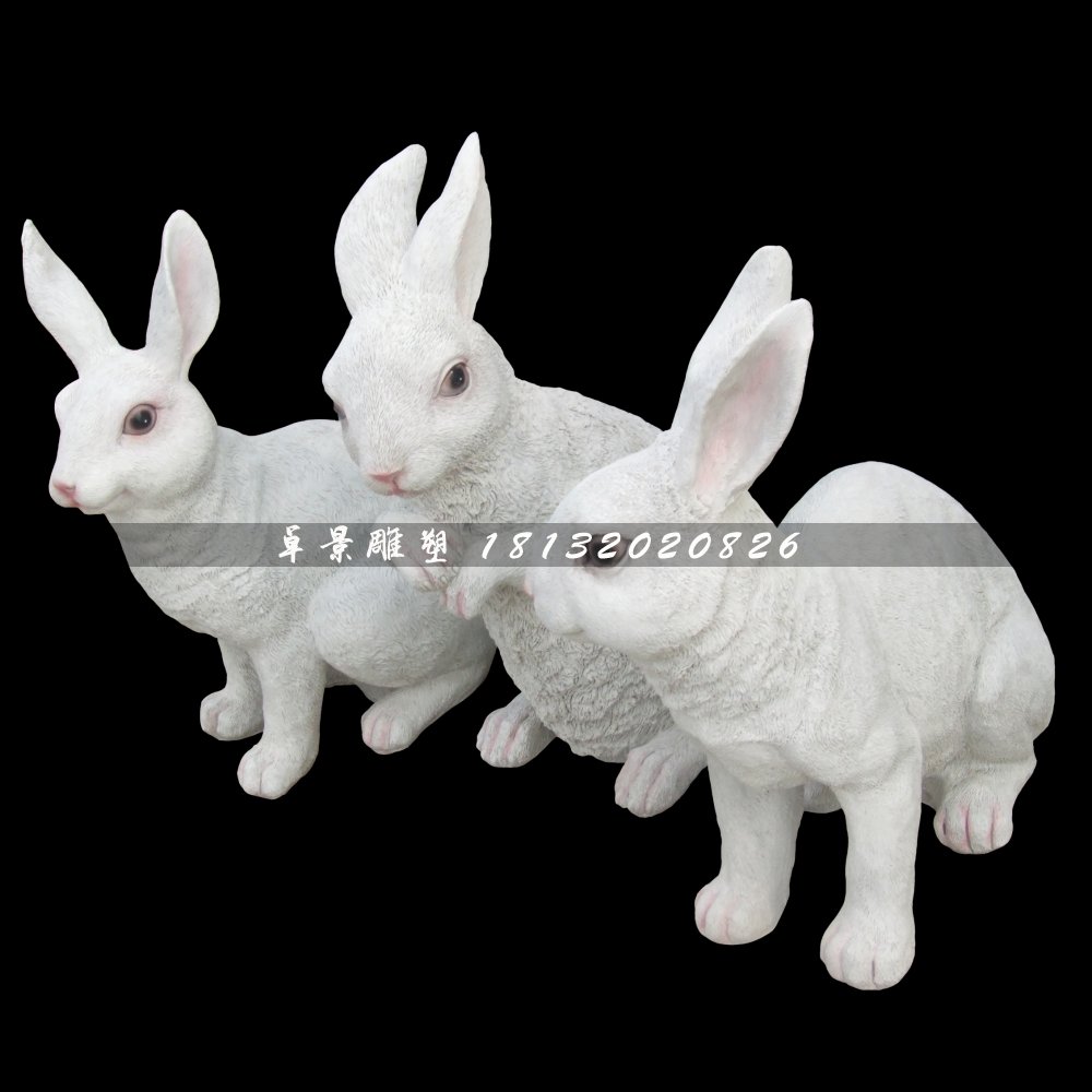 仿真小白兔，玻璃鋼動物雕塑