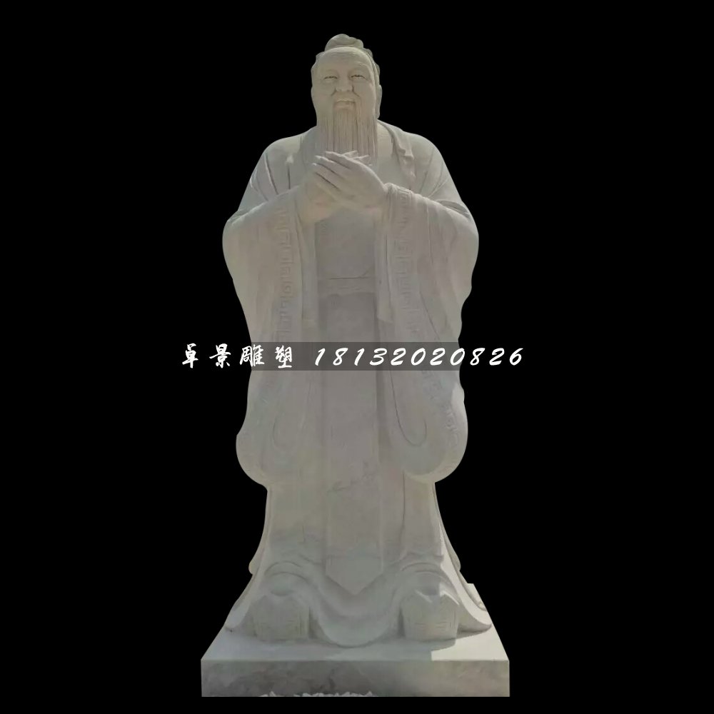 廣場名人石雕，校園孔子雕塑