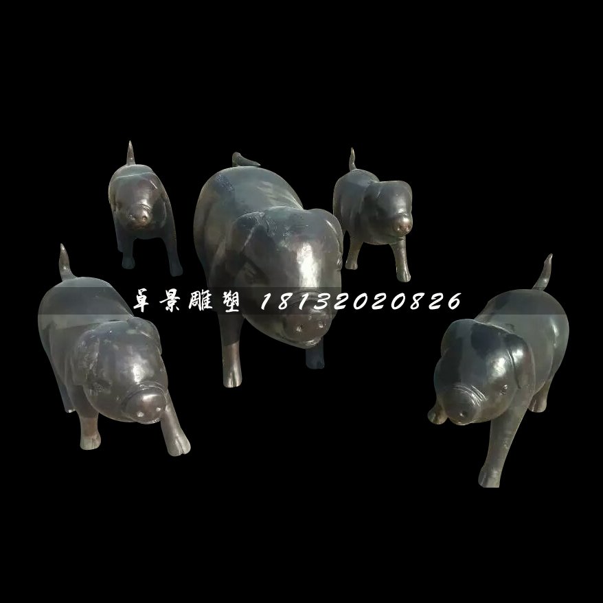 鑄銅的雕塑，小豬銅雕