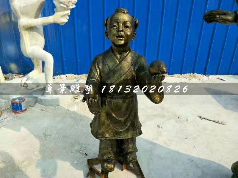 孔融讓梨雕塑，玻璃鋼仿銅人物 (4)