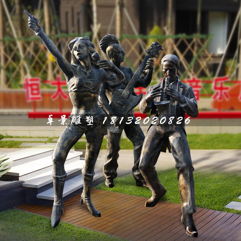 樂隊(duì)人物雕塑，玻璃鋼景觀雕塑 (1)