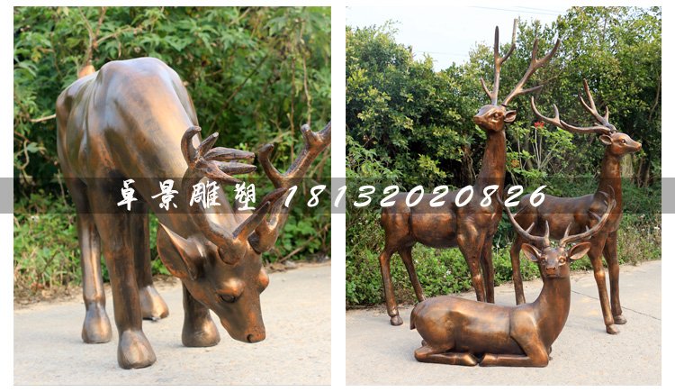 仿銅小鹿雕塑，玻璃鋼動物