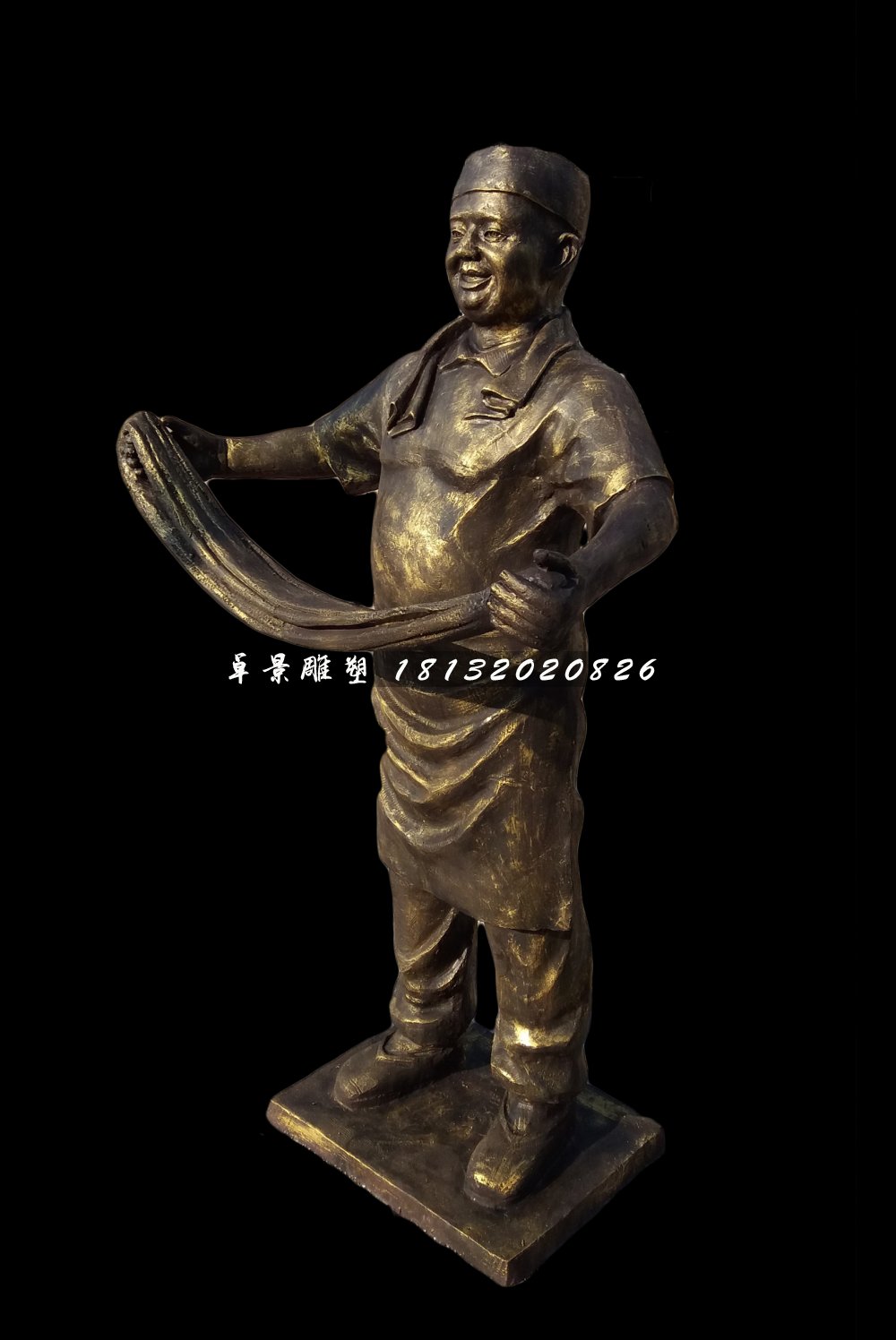 拉面雕塑，玻璃鋼仿銅人物雕塑 (3)