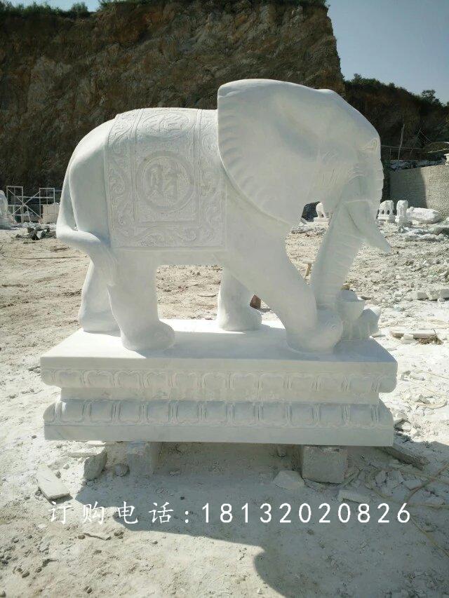 漢白玉大象石雕，吉祥如意大象 (2)