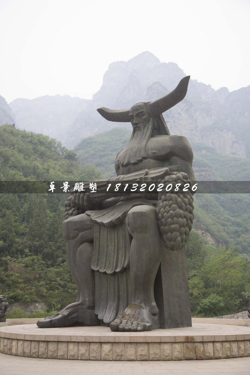 神農(nóng)雕塑，神話人物銅雕