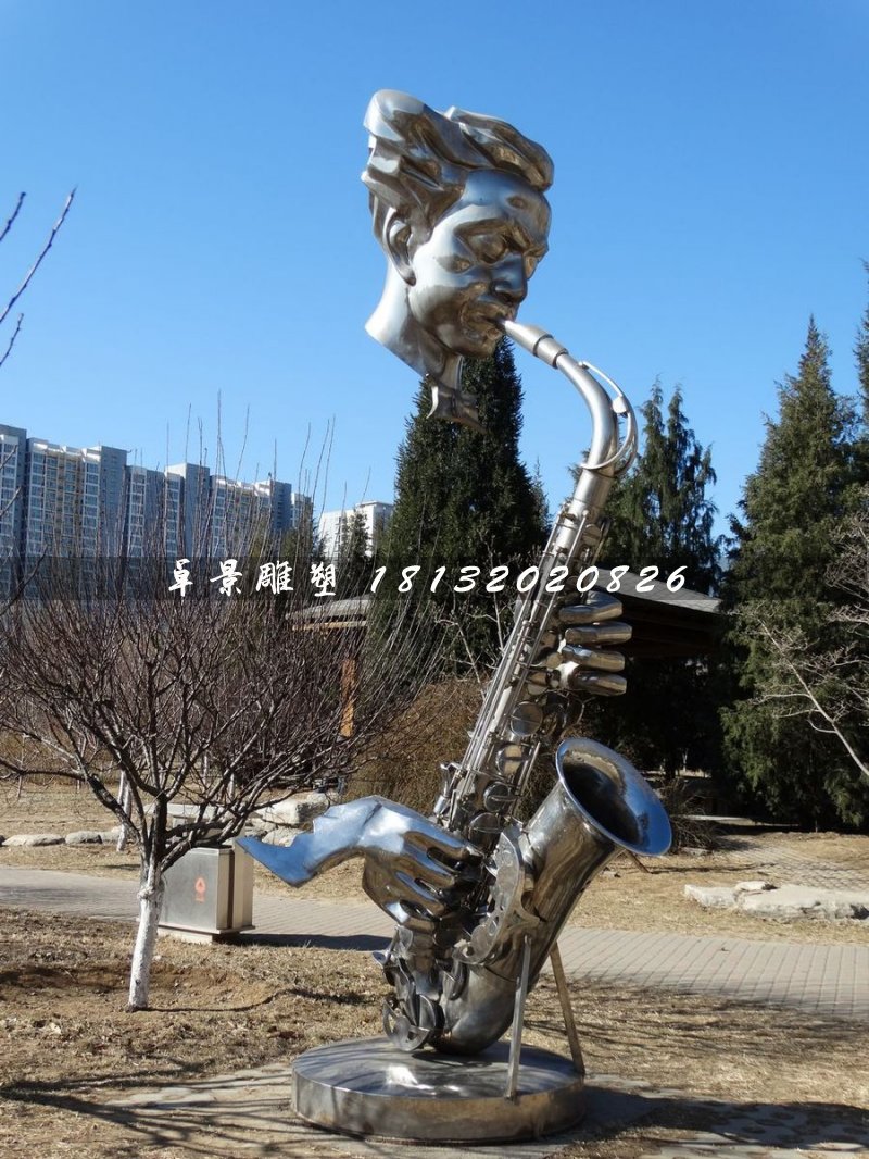 吹薩克斯雕塑，不銹鋼創(chuàng)意雕塑 (3)