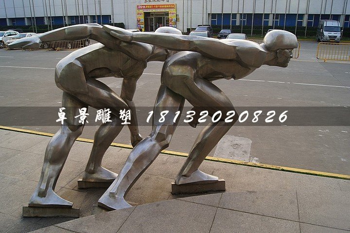 不銹鋼滑冰雕塑，廣場(chǎng)運(yùn)動(dòng)雕塑