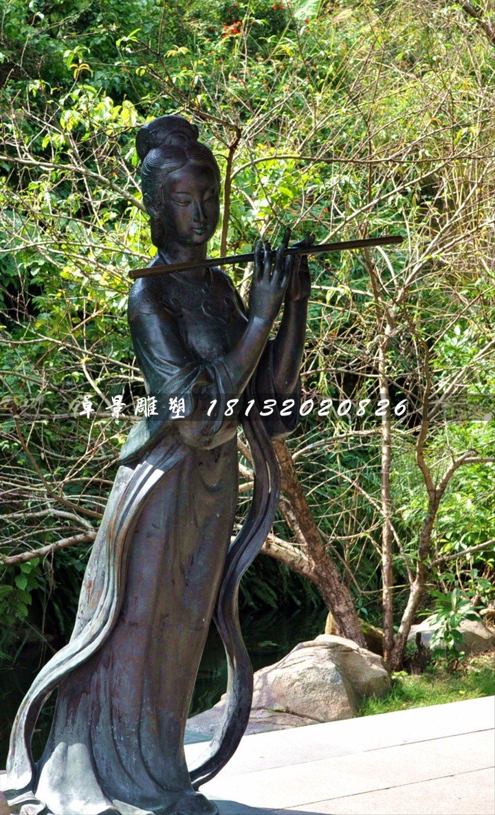 古代樂(lè)妓雕塑，公園人物銅雕 (2)