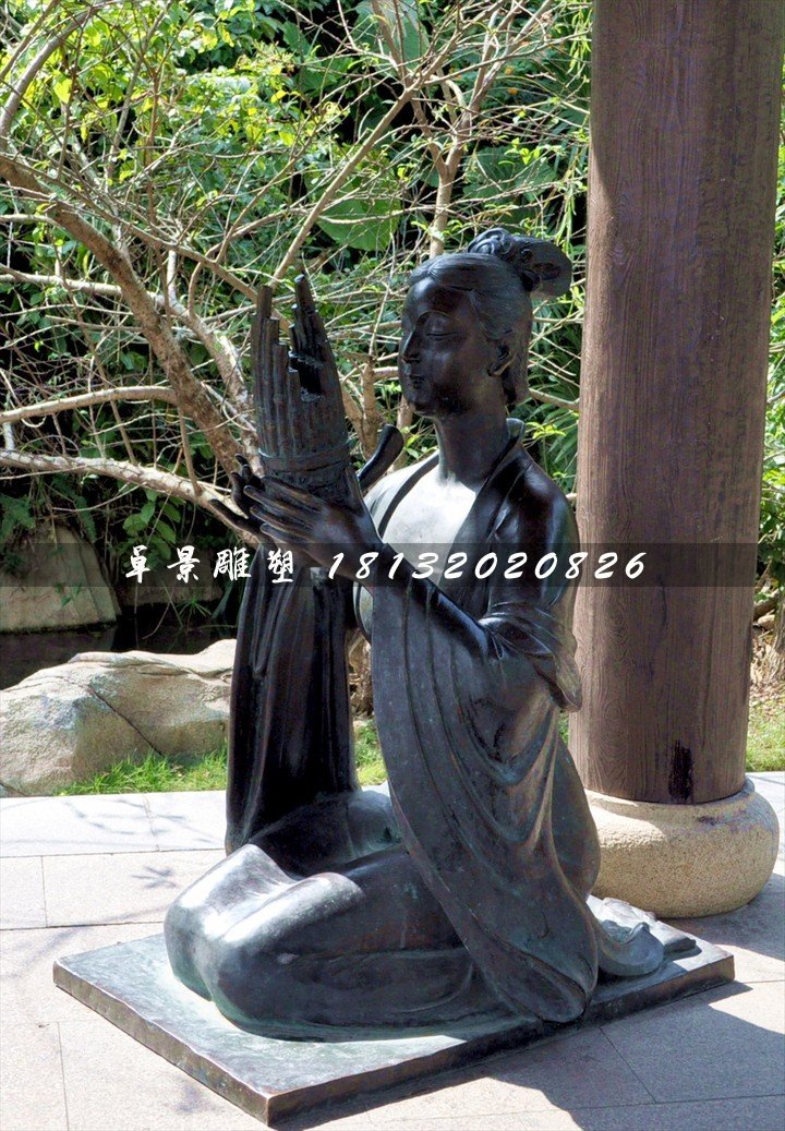 古代樂(lè)妓雕塑，公園人物銅雕 (4)
