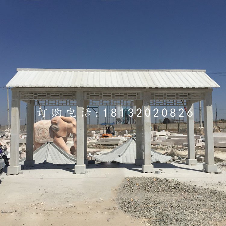 仿古長廊石雕，公園石走廊