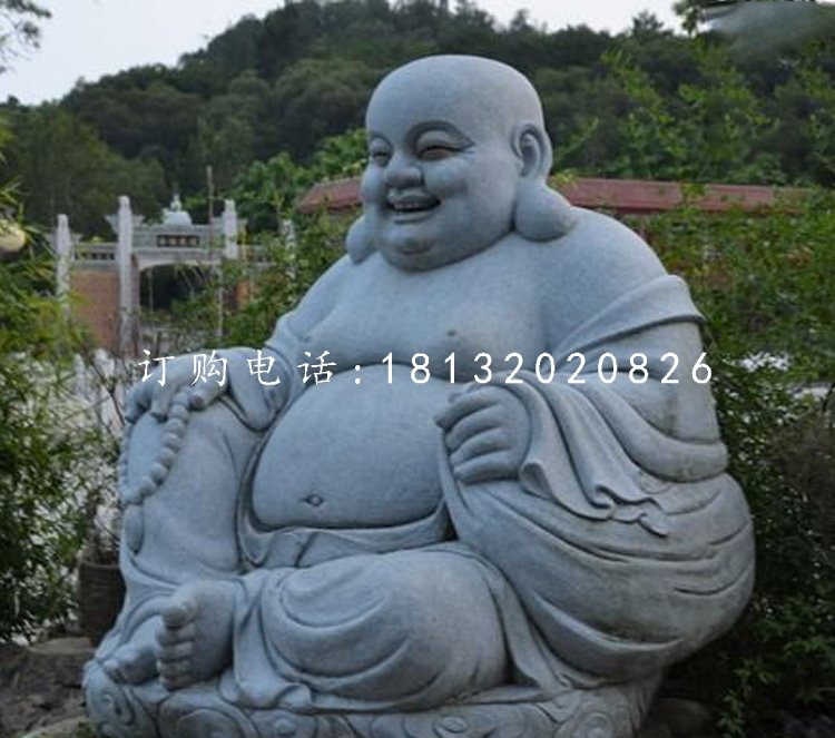 笑面佛石雕，青石彌勒佛