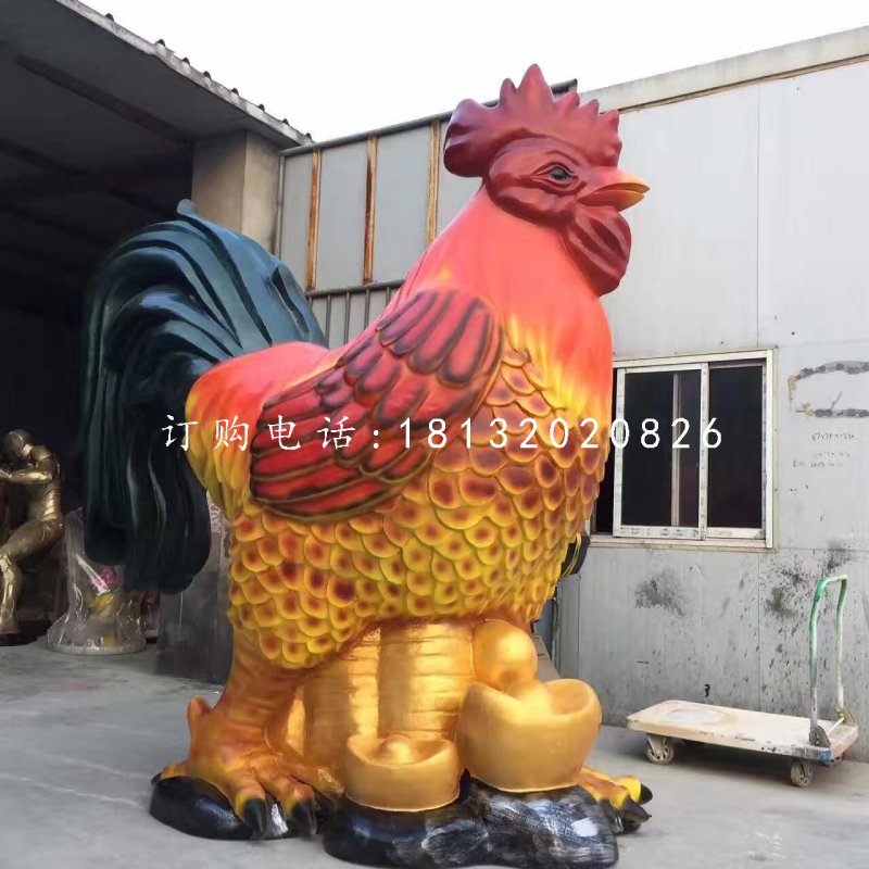 彩繪大公雞，玻璃鋼招財(cái)公雞