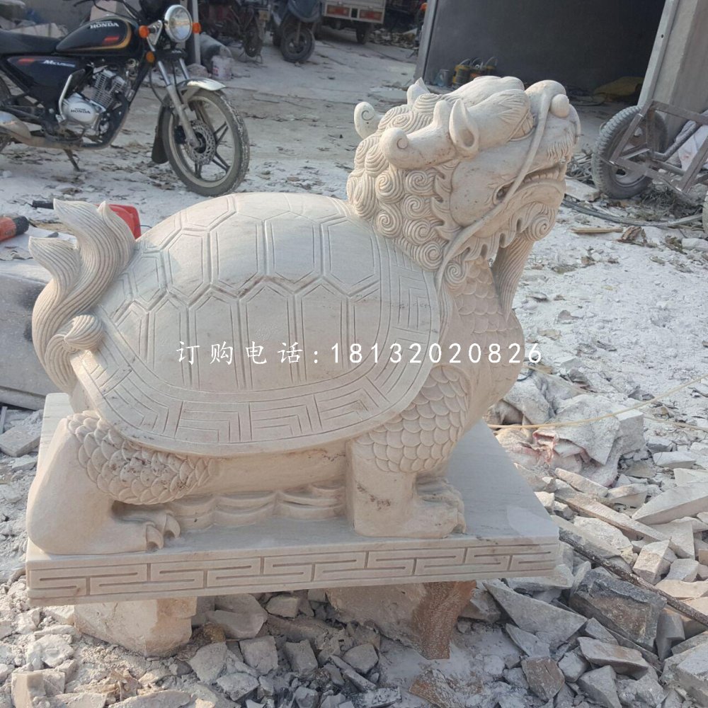龍龜石雕,晚霞紅龍龜