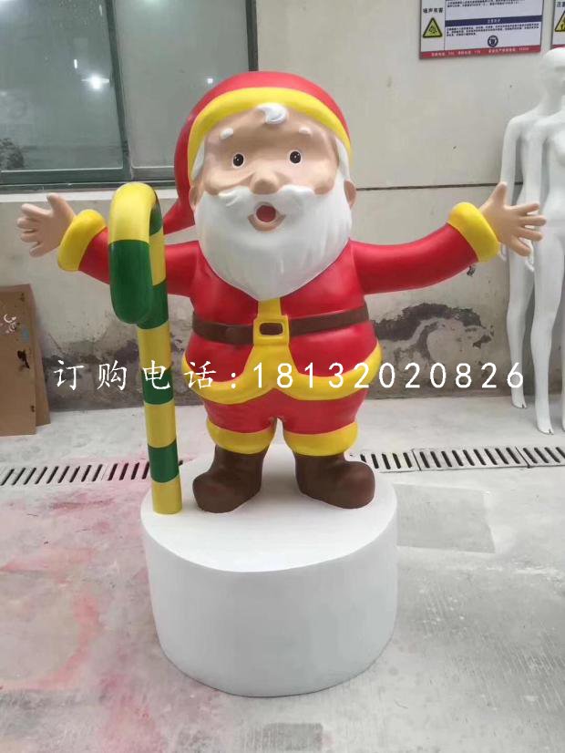 卡通圣誕老人雕塑，玻璃鋼商場(chǎng)擺件