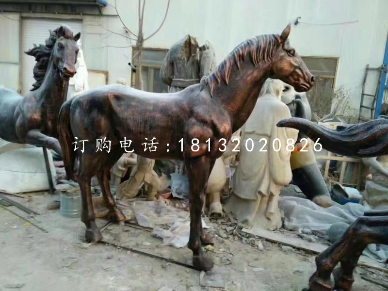 玻璃鋼仿銅馬雕塑，動(dòng)物雕塑 (4)