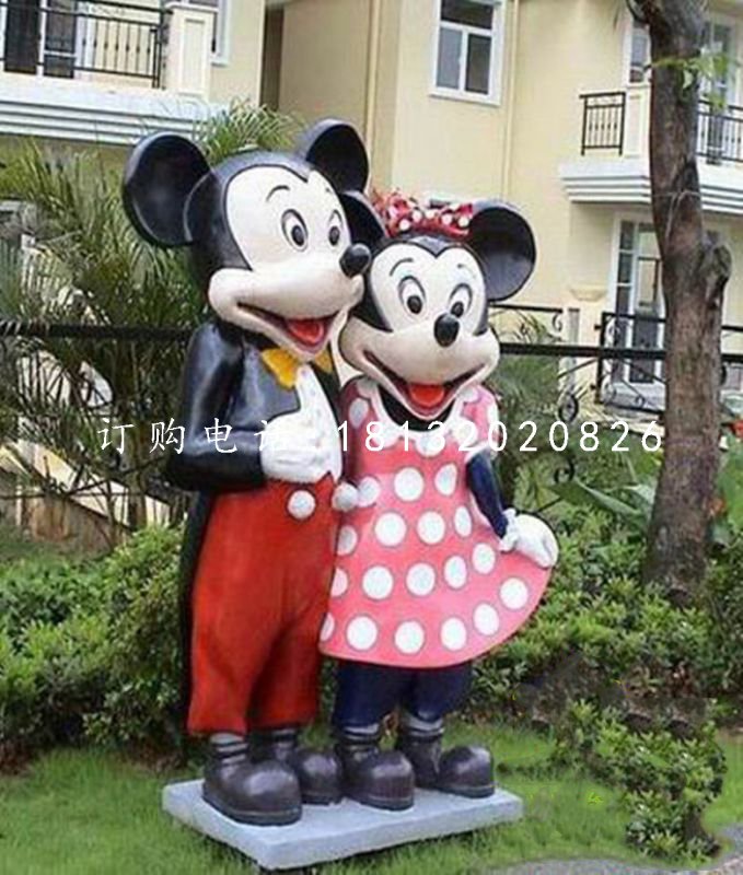 玻璃鋼米奇米妮，公園卡通雕塑