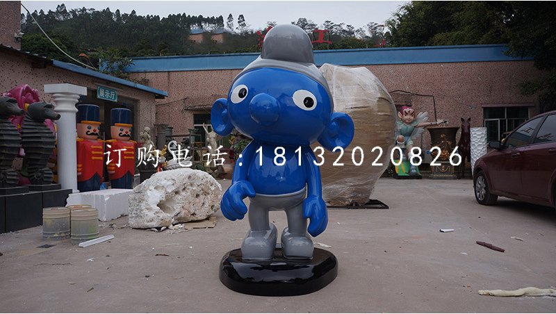 卡通人物雕塑，玻璃鋼藍精靈
