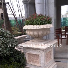 歐式花盆雕塑，花缽石雕