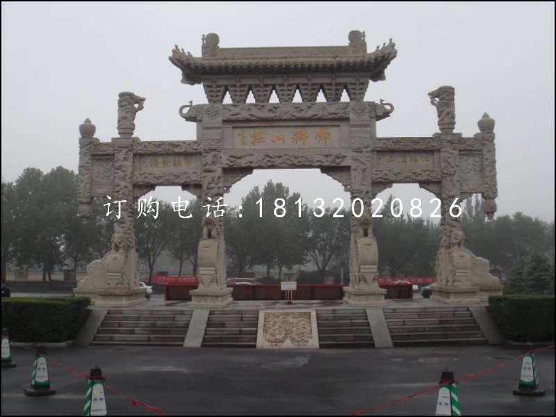 牌坊石雕，廣場(chǎng)石牌樓