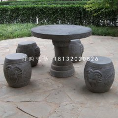 仿古圓桌圓凳，石桌椅