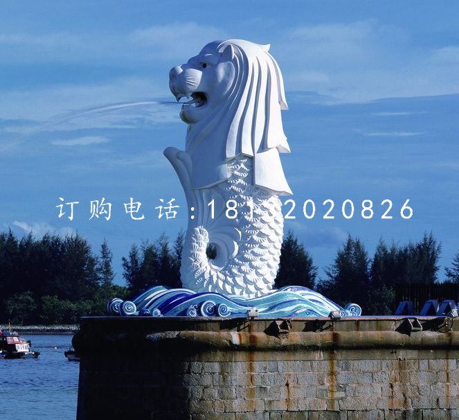 魚尾獅石雕，廣場景觀石雕