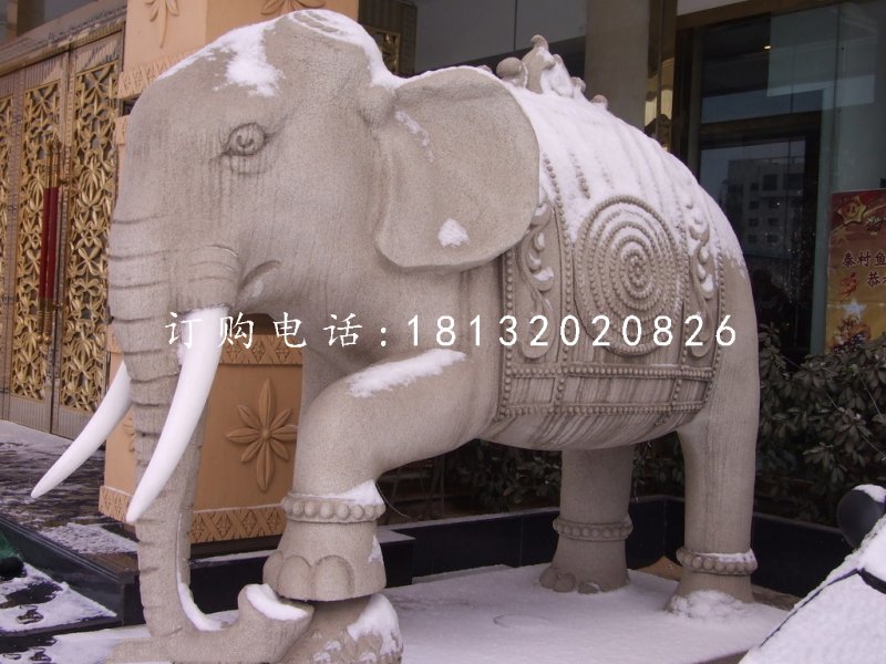 廣場(chǎng)大象石雕，動(dòng)物石雕