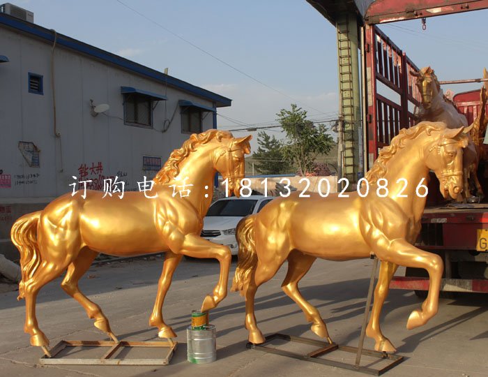 玻璃鋼仿銅馬，玻璃鋼動物雕塑