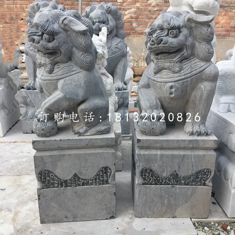 青石仿古石獅子，看門石桌石雕