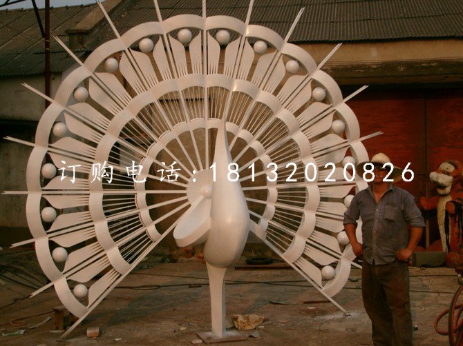 不銹鋼孔雀開屏雕塑,不銹鋼抽象動物雕塑