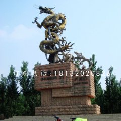 不銹鋼蛟龍出海，城市景觀雕塑
