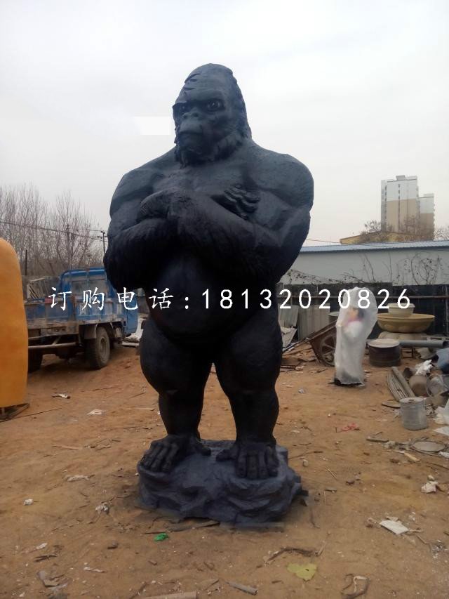 站立的大猩猩雕塑，玻璃鋼動物