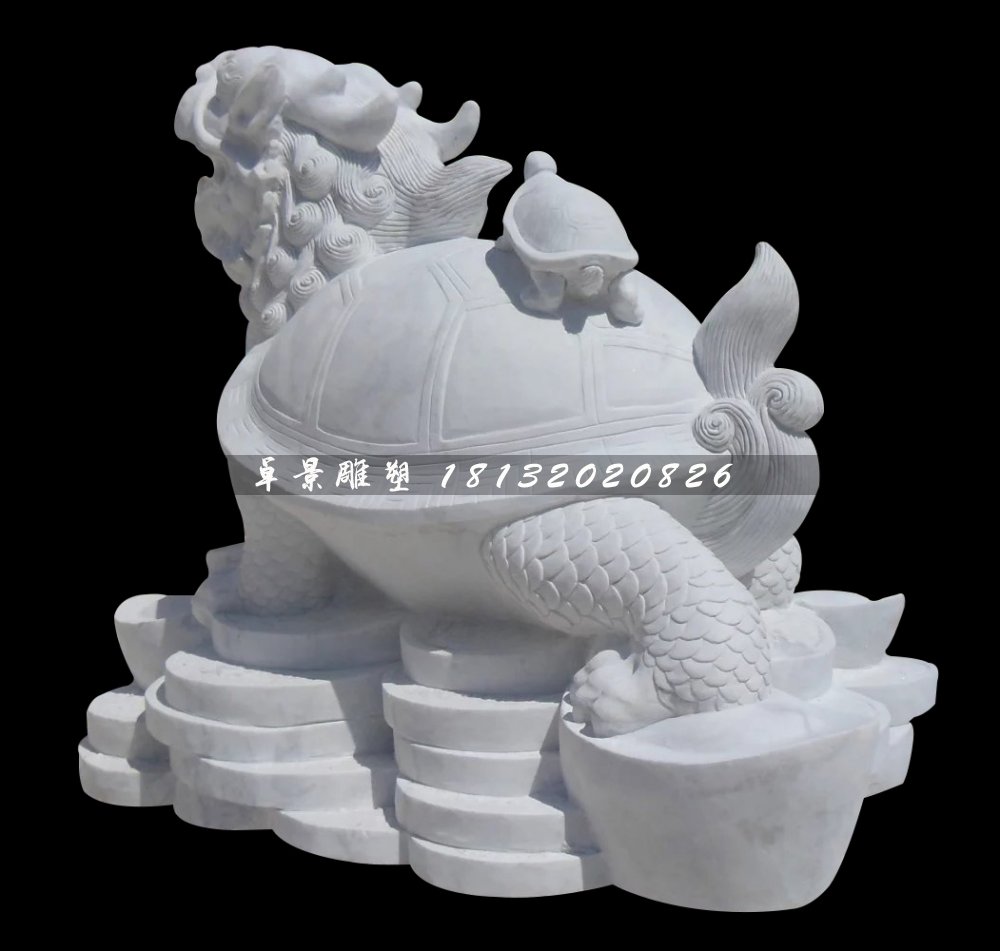 龍龜石雕，漢白玉招財(cái)龍龜?shù)袼?jpg
