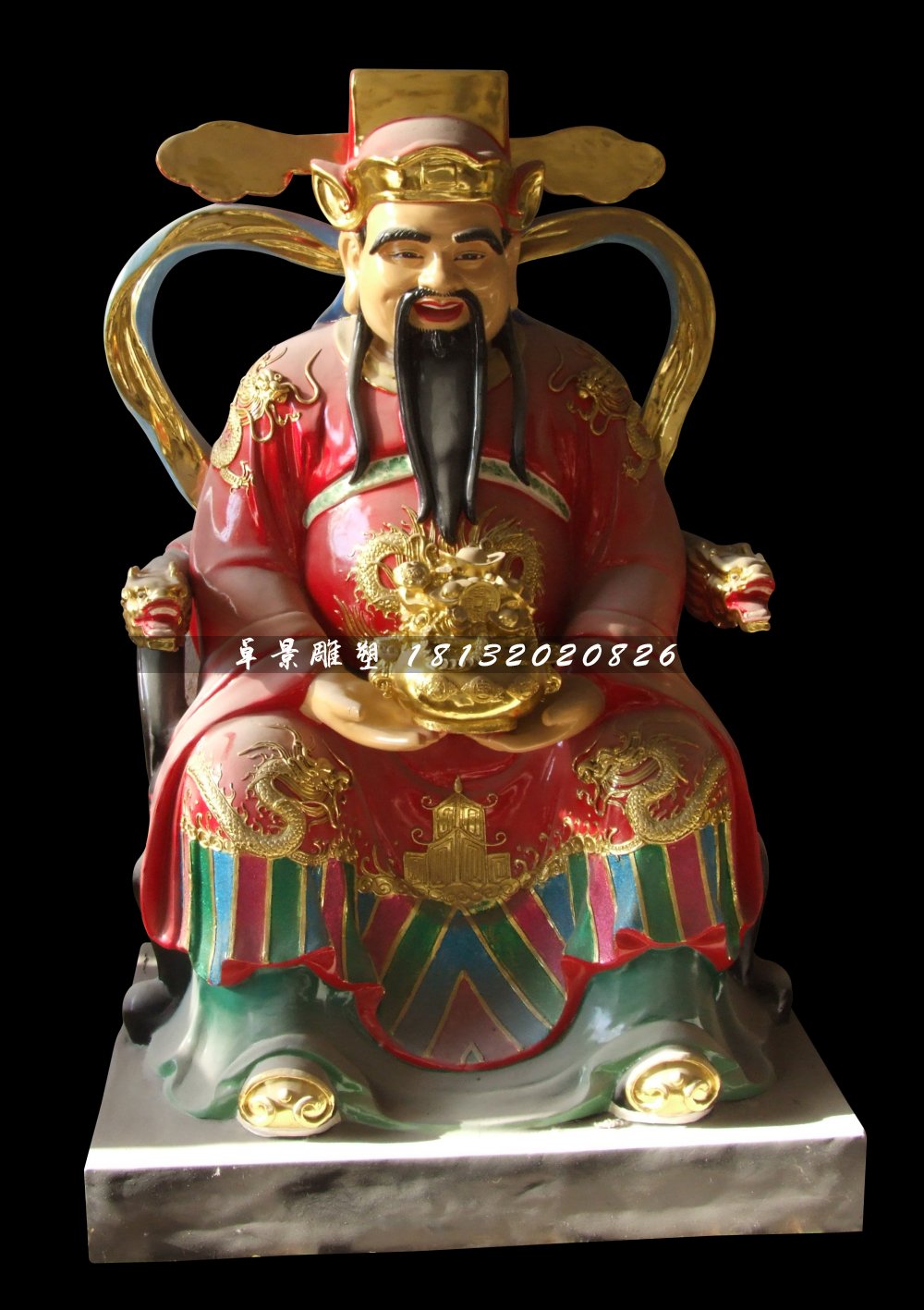 文財(cái)神雕塑，玻璃鋼彩繪神仙雕塑.jpg