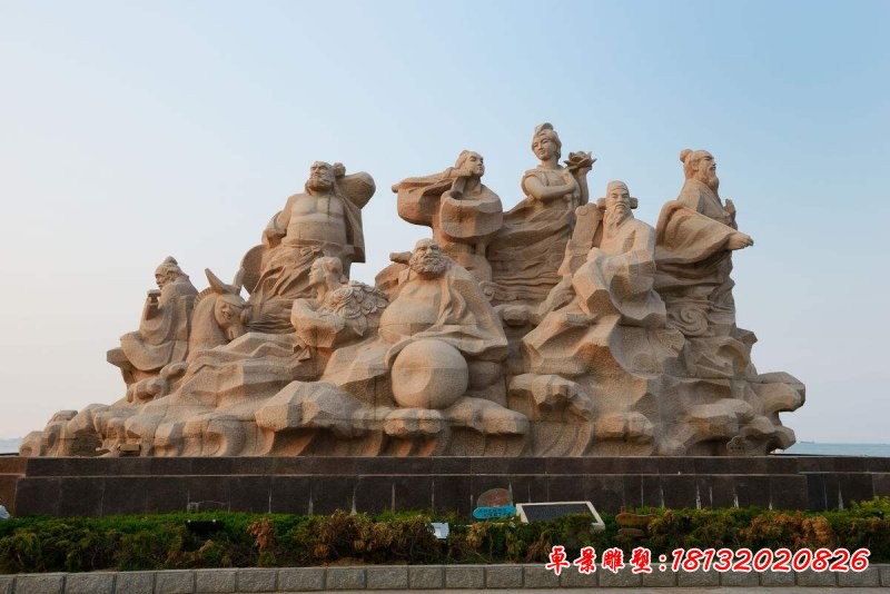 八仙過海石雕，廣場(chǎng)大理石神仙[1][1]