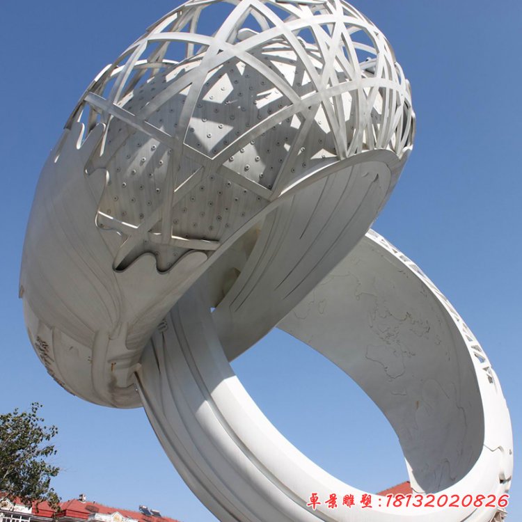 不銹鋼戒指雕塑，廣場(chǎng)戒指不銹鋼雕塑
