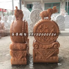 抱鼓石，晚霞紅大象石門(mén)墩