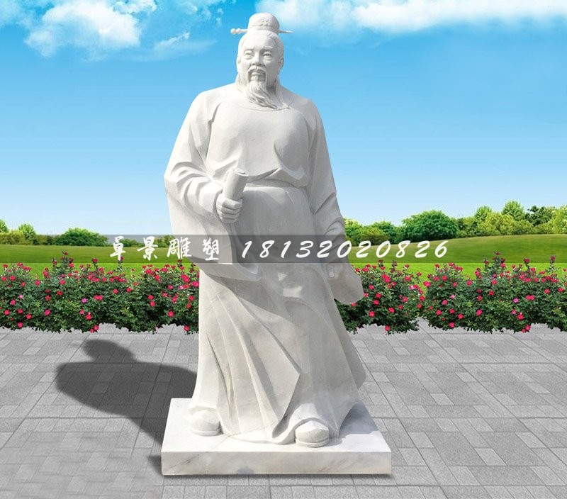 大理石范仲淹石像，古代人物石雕