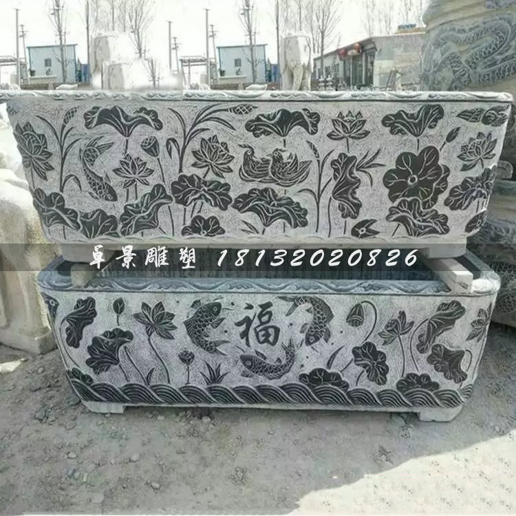 方形水缸石雕，仿古石雕