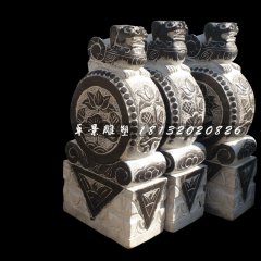 石雕門鼓，青石門墩雕塑