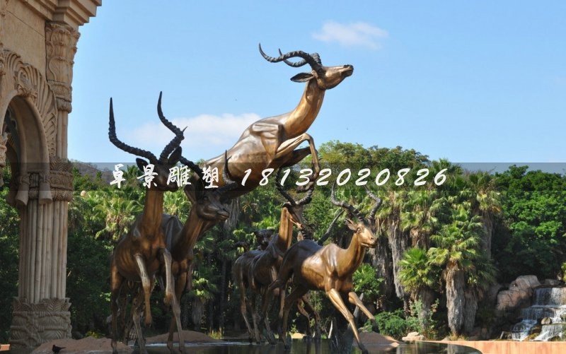 羚羊銅雕，景觀動物雕塑