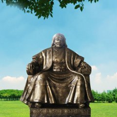 成吉思汗銅雕，廣場古人銅雕