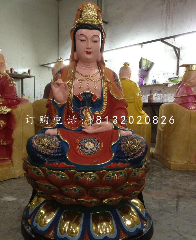 玻璃鋼觀音菩薩雕塑，玻璃鋼彩繪觀音雕塑