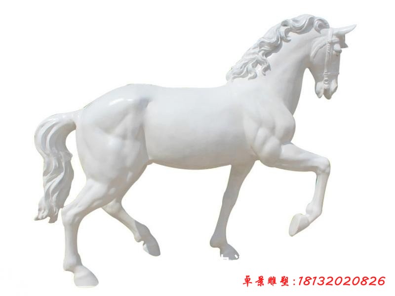 玻璃鋼白馬雕塑，玻璃鋼動物雕塑