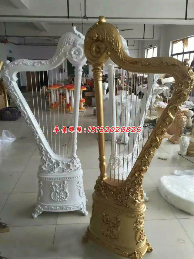 玻璃鋼豎琴雕塑，玻璃鋼仿真雕塑
