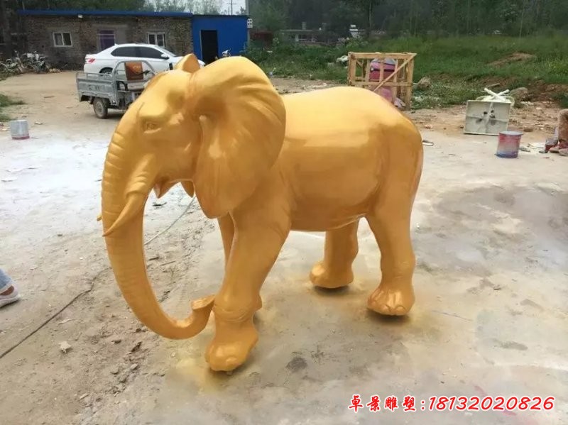 玻璃鋼大象雕塑，玻璃鋼噴漆大象雕塑