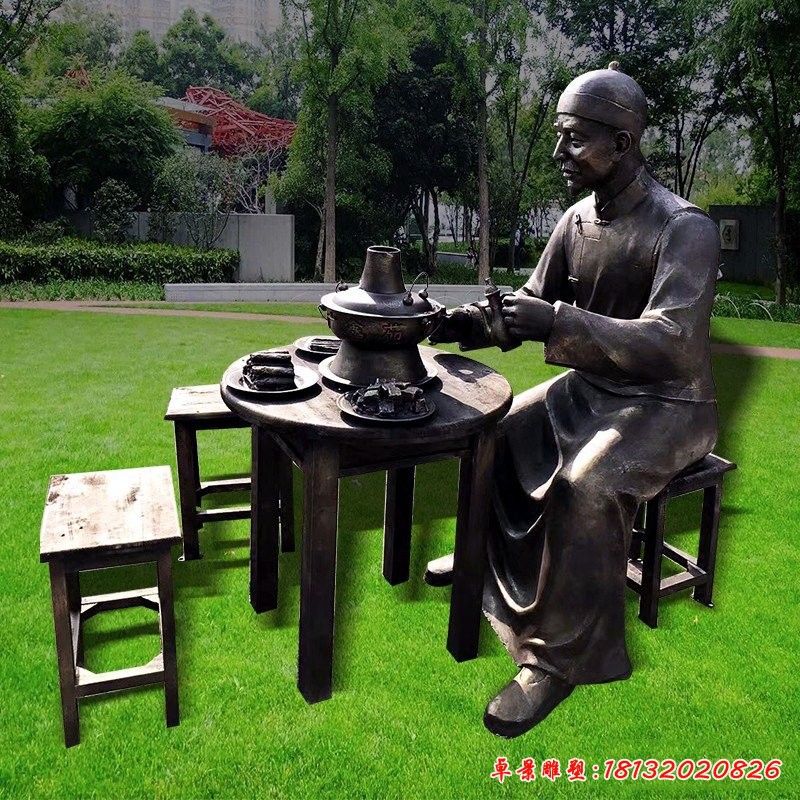 品嘗雕塑，玻璃鋼古代人物雕塑