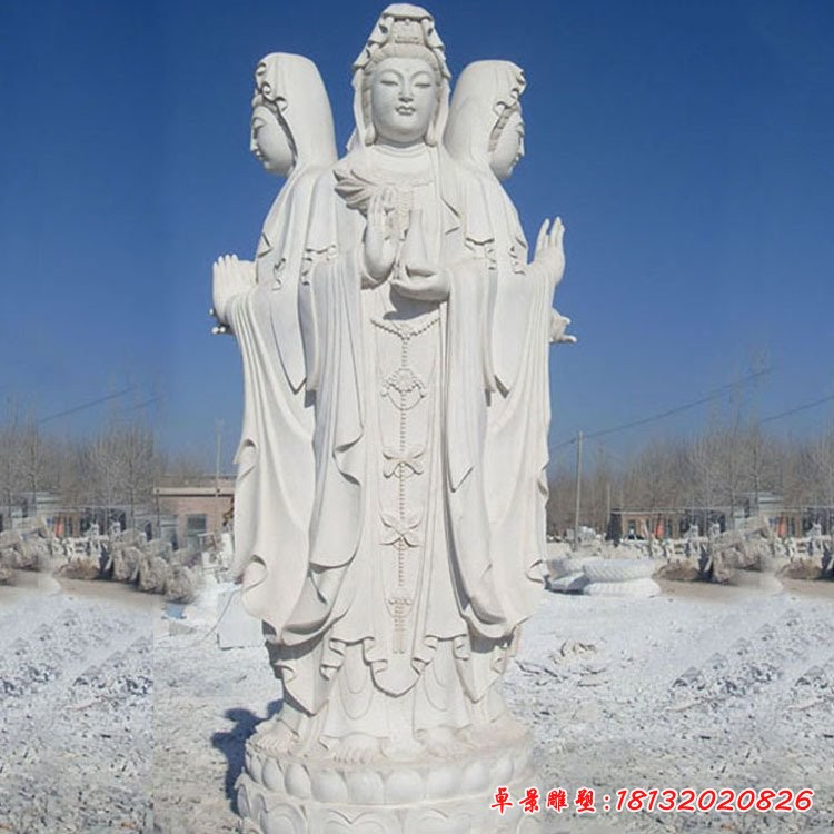 漢白玉宗教廟宇三面觀(guān)音雕塑