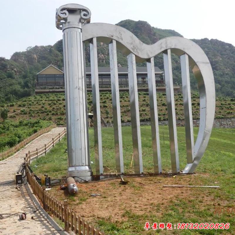 不銹鋼豎琴雕塑，廣場不銹鋼樹琴雕塑 (3)